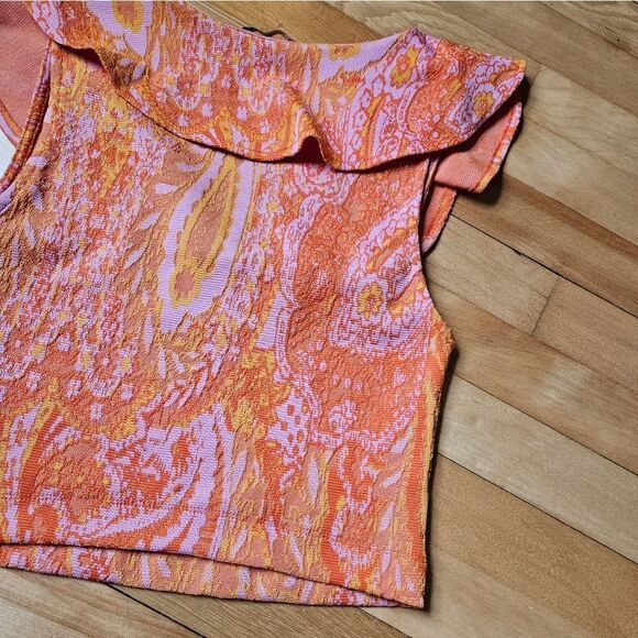 Zara Orange Paisley Women's Top - Picture 8 of 8